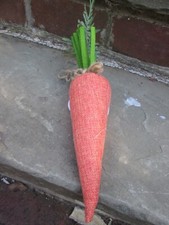 CARROT ORANGE FABRIC SPRING ORNAMENT GARDEN VEGETABLE COUNTRY PRIMITIVE BURLAP