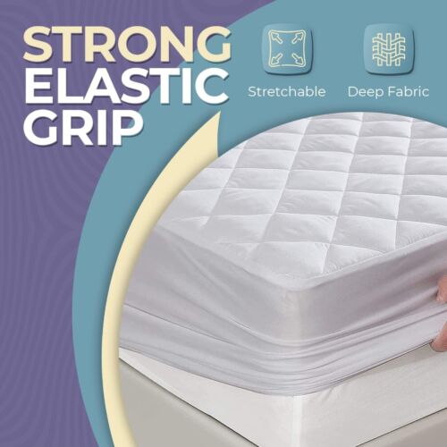 Quilted Mattress Protector Fitted Bed Cover Anti Allergy Matress 137x190cm - Picture 3 of 10