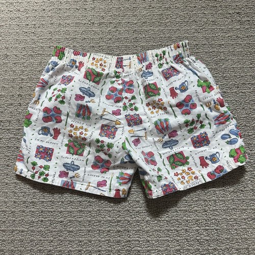 Vintage Oshkosh Made in USA Kids Gardening Flower Veggie Print Shorts Size 4 - Picture 4 of 4