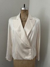 Talbots Pure Silk Ivory Jacket Lined Size 12