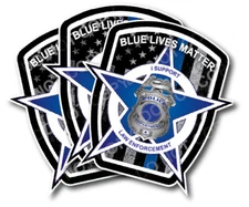 3x Thin Blue Line Lives Matter Decal Sticker Support USA Enforcement Car Truck