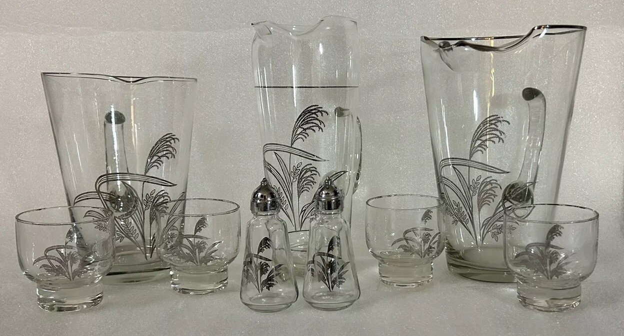 Vintage 1960 Rockwell Sterling Silver Overlay Wheat Martini Pitcher