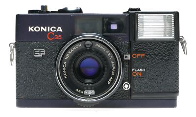 【動作審査済み】KONICA C35 EF フィルムカメラ 38mm F2.8 Konica C35 EF Electronic Flash Film Compact Camera Hexanon 38mm F2
