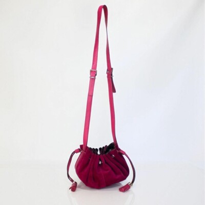 GIVENCHY Women's Drawstring Shoulder Bag Wine Red Suede Tassel Auth w/ Dust Bag