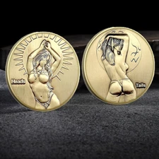 Cllectible Collection Sexy Lady Female Heads or Tails Flip Challenge Coin