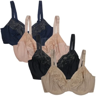 Underwired Full Cup Unpadded Bra Bra Ladies Womens Lace Uk Plus Size M S L - Image 1 of 4