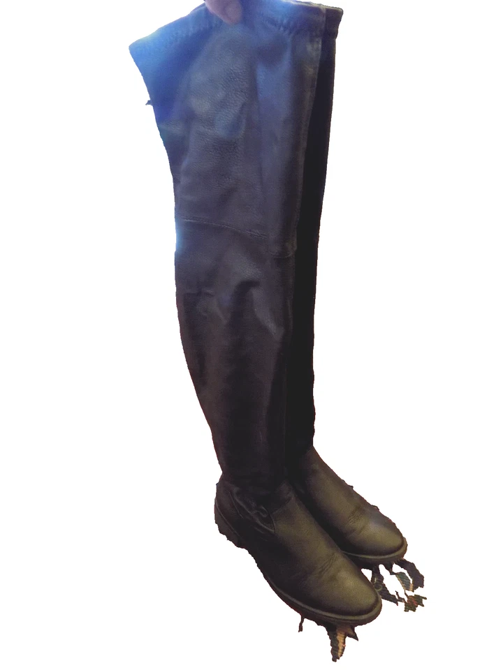 Rock & Republic Guijarro Gótico Negro Lazo Sobre la Rodilla 1.5" Tacón Apilado Botas 7 Foto 2 de 4