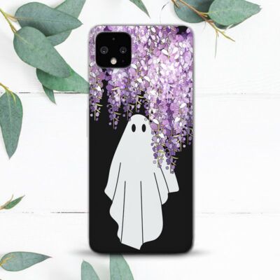 Halloween Ghost Flowers Purple Case For Google Pixel 2 3 3a 4 4a 5 6 7 8 XL
