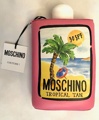 SS23 MOSCHINO Tropical Tan Clutch Pink Padded Nappa Leather Sunscreen 30SPF