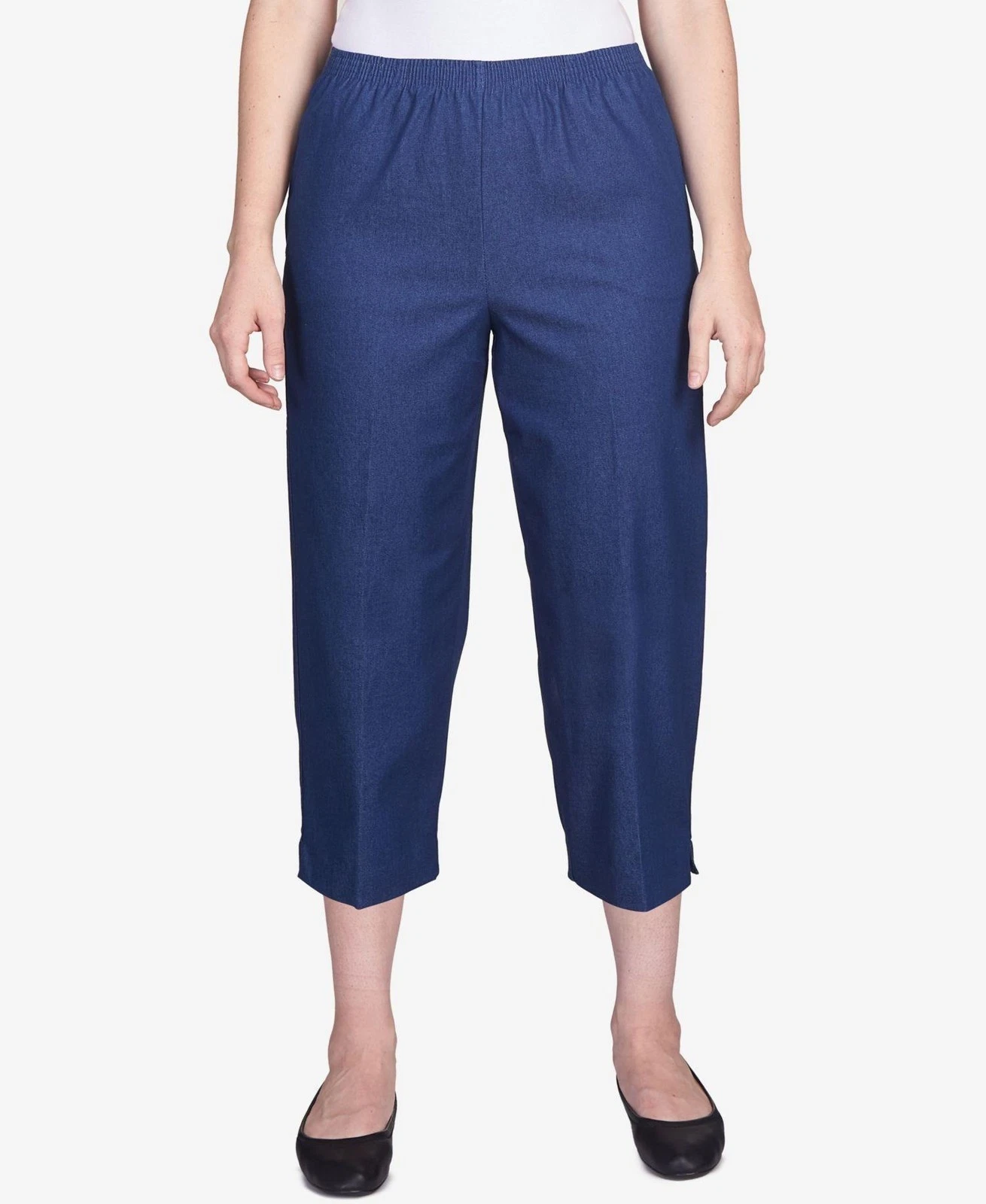 Alfred Dunner Capri Pants Womens Petite Size 12P Blue Jean Denim Pull On Stretch