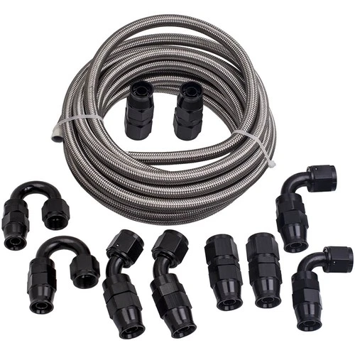 8AN 20FT Fuel Line Kits Fittings E85 PTFE Hose Transmission Oil Cooler Line Hose