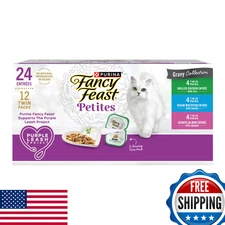 Purina Fancy Feast Petites Gravy Wet Cat Food 12-Pack 2.8oz Tubs Variety Pack