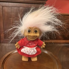 Vintage Russ Berrie Troll Doll You re Very Special White Pink Hair Red Dress