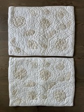 2 Pottery Barn Crewel Embroidered Floral STANDARD Pillow Shams Vintage 2007