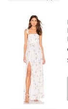 White Flynn Skye Bardot Maxi Dress Small Made in Vintage Drama