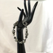 Boho Luxe Boutique Bracelet Grays & Gunmetal Beads, Earthy Vibe Toggle Clasp