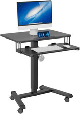 Mobile Standing Desk with Keyboard Tray, Mobile Podium, Rolling Laptop Sit Stand