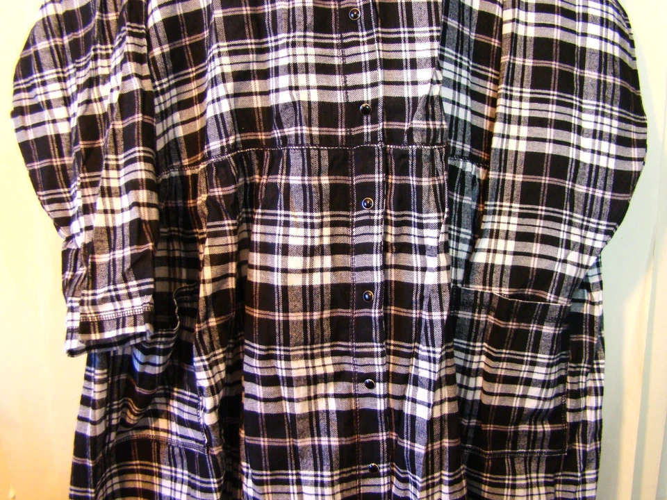 Camisón de franela Only Necessities Plus negro rosa a cuadros talla 4X 34/36 NUEVO A123 Foto 4 de 4