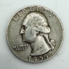 1955 D Washington Quarter 90% Silver 25c US Coin Circulated Ungraded