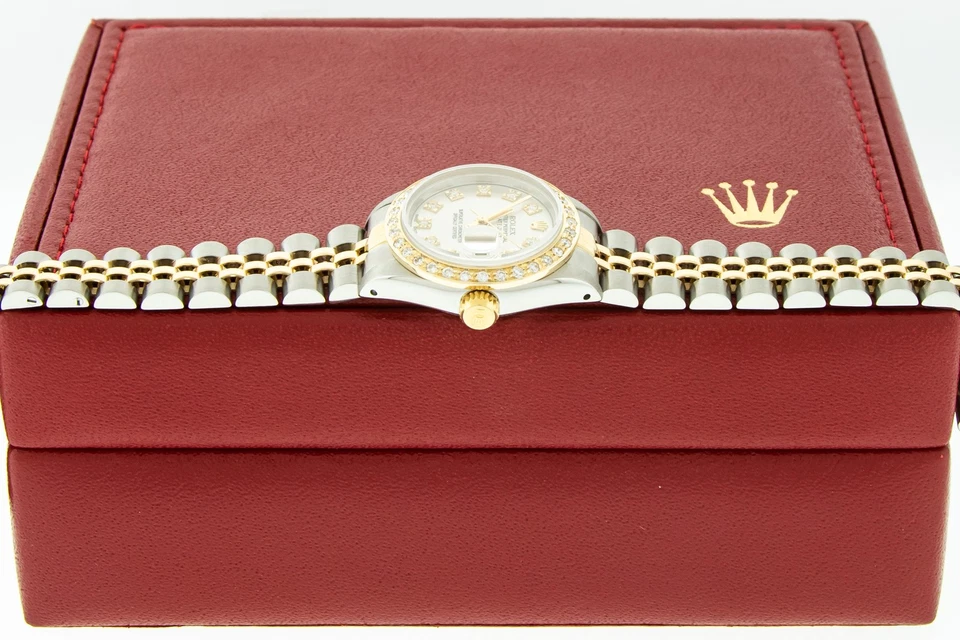 Rolex DateJust Ladies Silver Diamond Watch Steel and Yellow Gold Diamond Bezel - Image 4 of 4