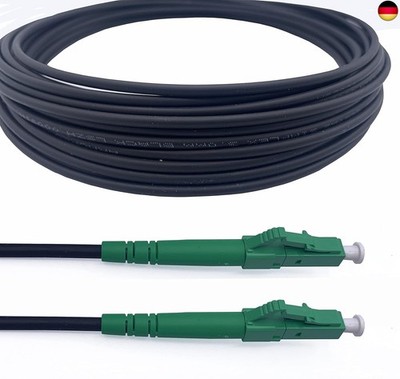 Elfcam  - 15 m Armoured Fibre Optic Cable LC/APC to LC/APC Plug, Compatible 