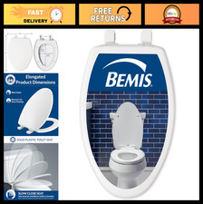 Elongated Slow Close Toilet Seat - Easy Clean Hinges, Durable Plastic, White