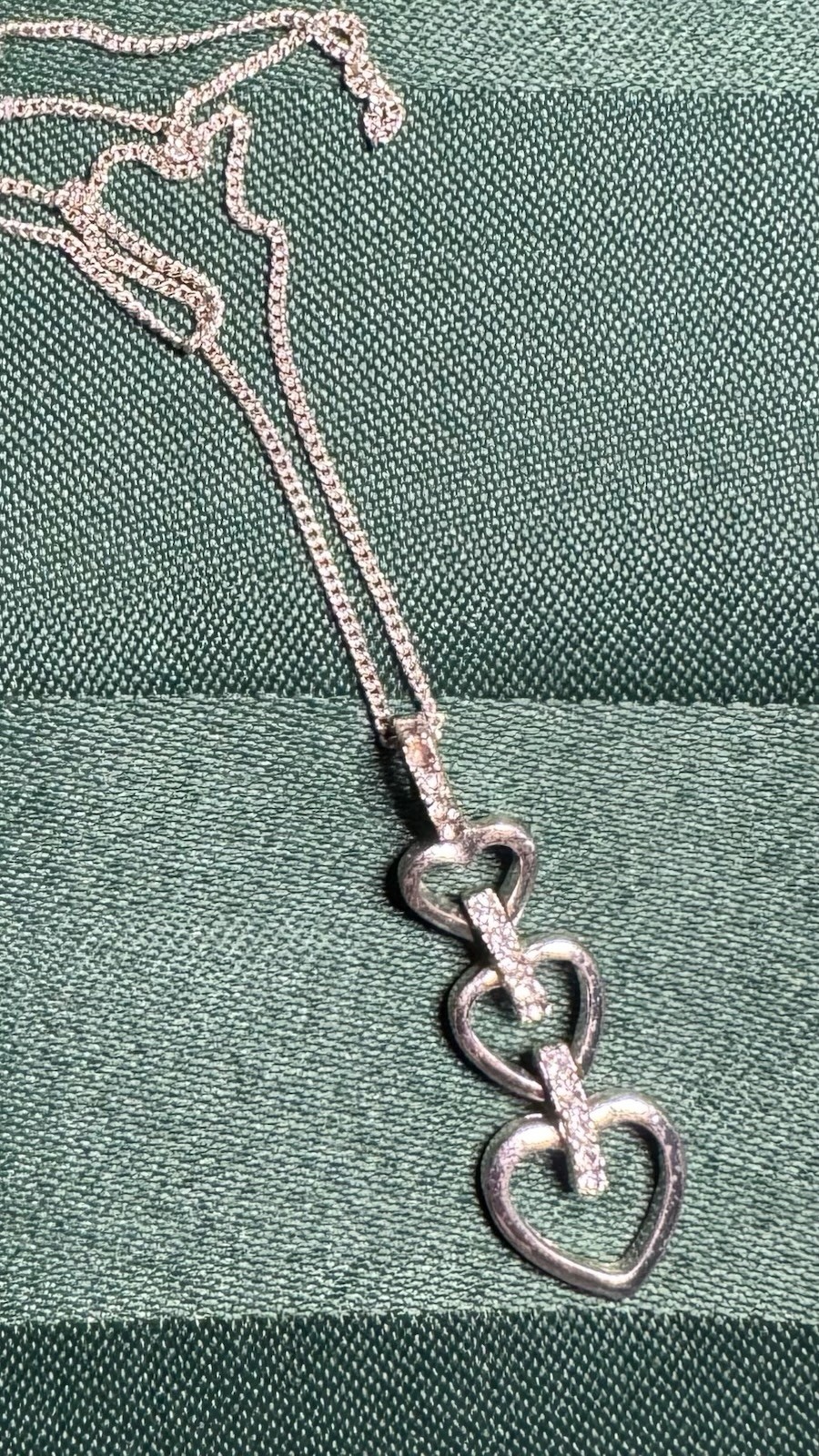 Sterling Silver Triple Heart 925 Pendant w/ Sterling Silver 18”Chain~