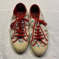 Firenze Vintage Canvas Sneakers with Red Accents Size 42 EU