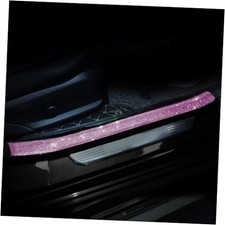 Car Door Sill Protector with Bling Rhinestones 2PCS Edge Guard 7CM x 60CM Pink