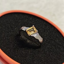 +Natur+ Echt Citrin Titanstahl retro Ringe Ba...
