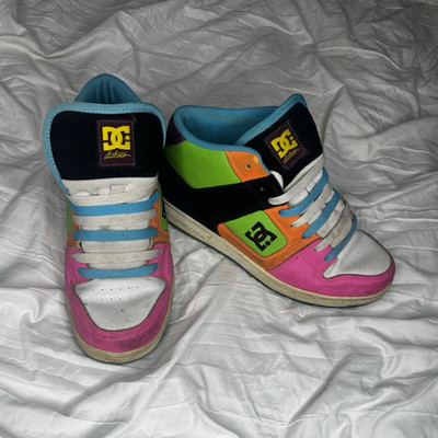 DC Multicolor Colorblock Mid Top Lace-Up Unisex Athletic Sneaker Wide