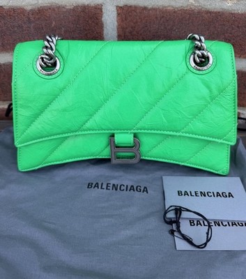 BALENCIAGA -Crush Crossbody Bag Leather/Green