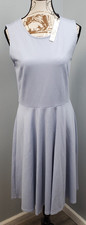 Tahari ASL Eventide Fit & Flare Dress Womens 8 Blue Sleeveless Stretch Back Zip