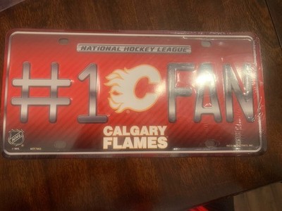 Calgary Flames Metal Auto Tag License Plate, #1 Fan Design, 6x12 Inch- NEW