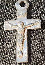 Vintage Sterling Silver TINY CRUCIFIX 65 Charm for a Bracelet, 0.23g, 1/2 in