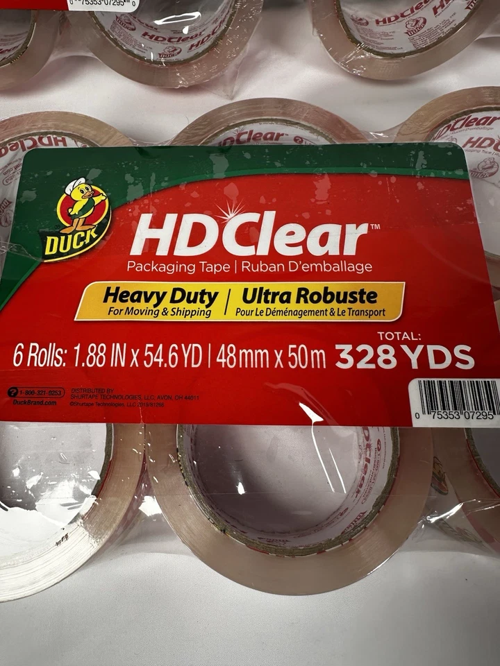 Duck CS-55-6PK 1.88in. x 55yd Long Heavy Duty Packaging Tape 18 Rolls - Clear - Image 2 of 2