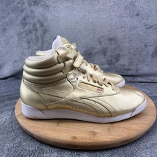 Scarpe alte Reebok Freestyle Hi da donna taglia 8,5 oro metallizzato AQ9736