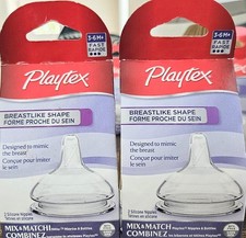 Playtex Breast like Baby bottle Nipples 3-6 Rapid Flow Silicone 2pkX2ea Ventaire
