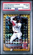 2645 Harold Rivas 2025 Bowman Chrome #BCP-216 Gold Geometric 1st RC /50 PSA 9