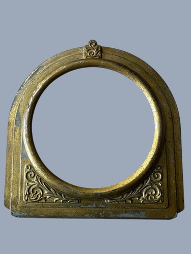 Antique Art Deco Metal Clock Frame Gold 3.5” Opening / Mirror Frame Gilded
