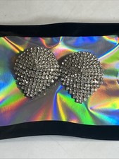 MUSI Shoe Clips Vintage Rhinestone Teardrop Dangle Silver Tone Signed