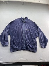 VTG Sean John Jacket Mens Blue Velour Full Zip Track Warm Up Logo Pockets Raglan