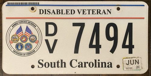 2020 ‘s South Carolina Veteran Military license plate