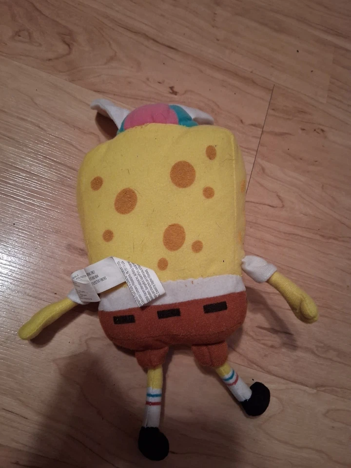 Sponge bob Square pants 12" Plush with Hat Easter Bunny Rabbit Ears Viacom 2006 - Image 3 of 4