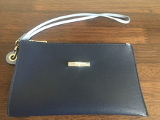 Longchamp Roseau wristlet/pouch, navy/light blue