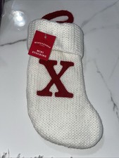 Knit Monogram LETTER X MINI 8" Christmas Stocking White Wondershop Home Decor