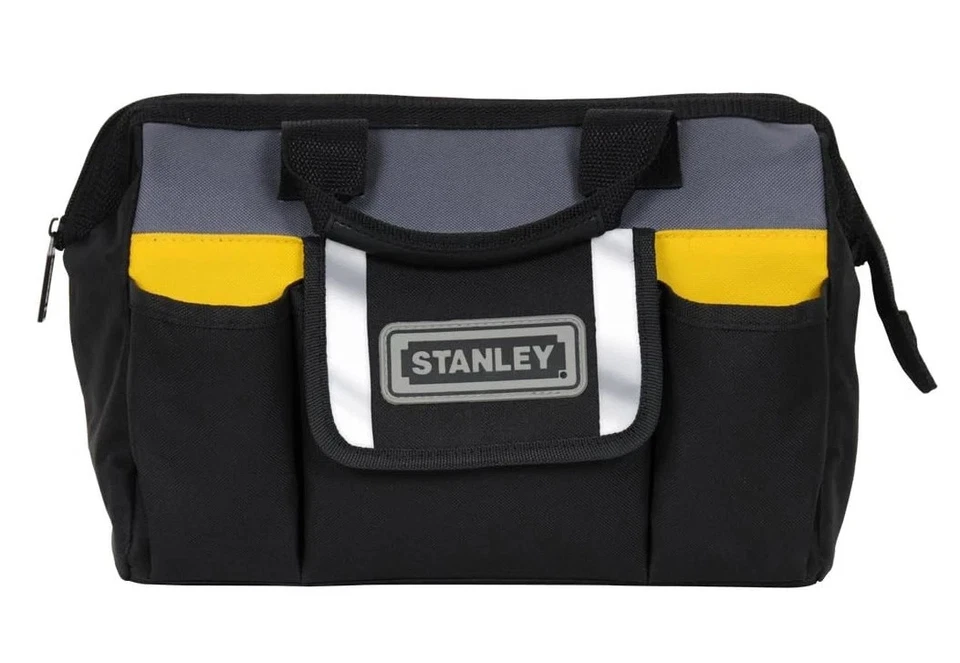 Bolsa de herramientas Stanley para almacenamiento en el sitio de trabajo correa ajustable de lados suaves con cremallera superior 12 pulgadas Foto 3 de 4