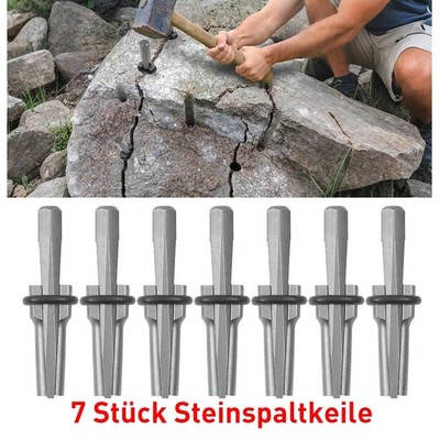 7 Stück Steinspalter Keile Metall 14×105mm Beton Granit Marmor Spaltwerkzeug Set