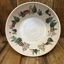 POTTERY BARN CHRISTMAS IN THE COUNTRY STONEWARE SERVING BOWL 11.5" diam, 4.25" h