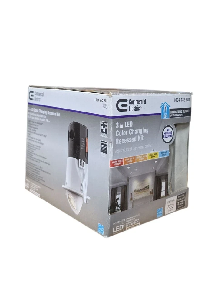 Eléctrico comercial 3 pulgadas LED integrado empotrado blanco blanco 2700K - 5000K Foto 2 de 4